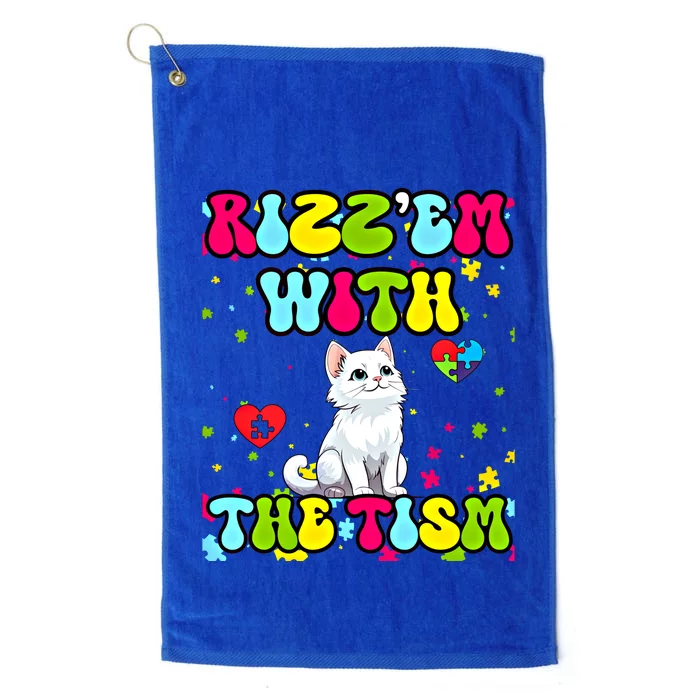 Autism Funny Rizz Em With The Tism Meme Autistic Cute Cat Great Gift Platinum Collection Golf Towel