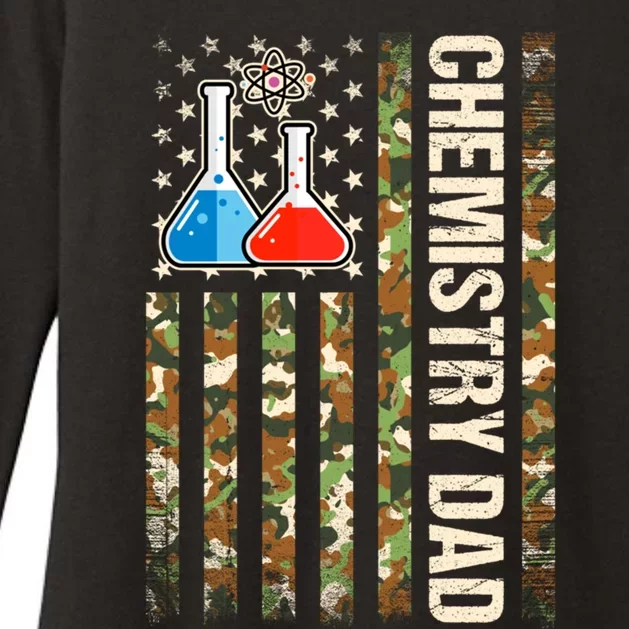 American Flag Retro Chemistry Dad Fathers Day Papa Teacher Gift Womens CVC Long Sleeve Shirt