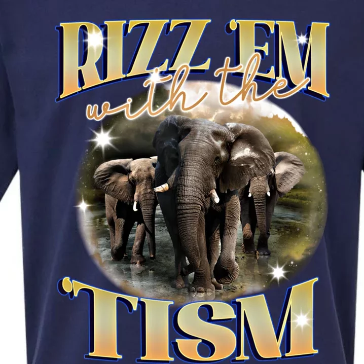 Autism Funny Rizz Em With The Tism Meme Autistic Elephant Cool Gift Sueded Cloud Jersey T-Shirt