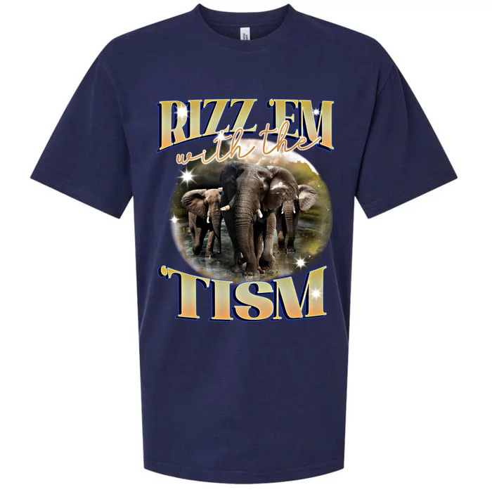 Autism Funny Rizz Em With The Tism Meme Autistic Elephant Cool Gift Sueded Cloud Jersey T-Shirt