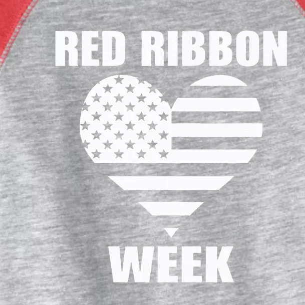 American Flag Red Ribbon Week Awareness Toddler Fine Jersey T-Shirt