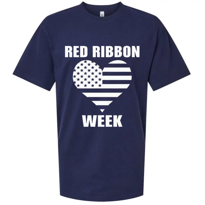 American Flag Red Ribbon Week Awareness Sueded Cloud Jersey T-Shirt