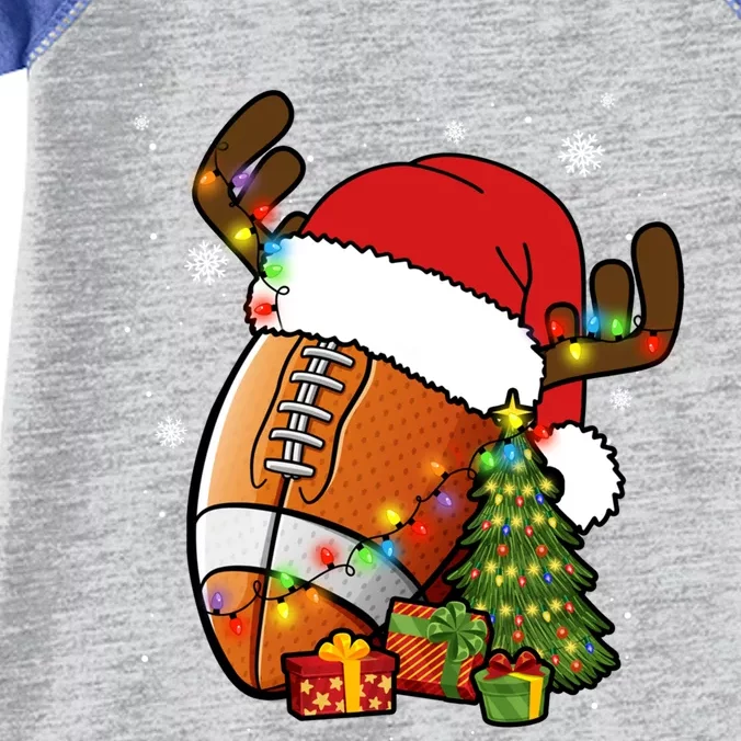 American Football Reindeer Santa Hat Lights Christmas Tree Gift Infant Baby Jersey Bodysuit