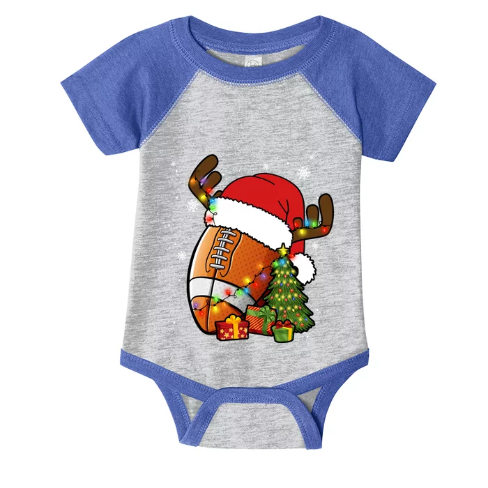 American Football Reindeer Santa Hat Lights Christmas Tree Gift Infant Baby Jersey Bodysuit