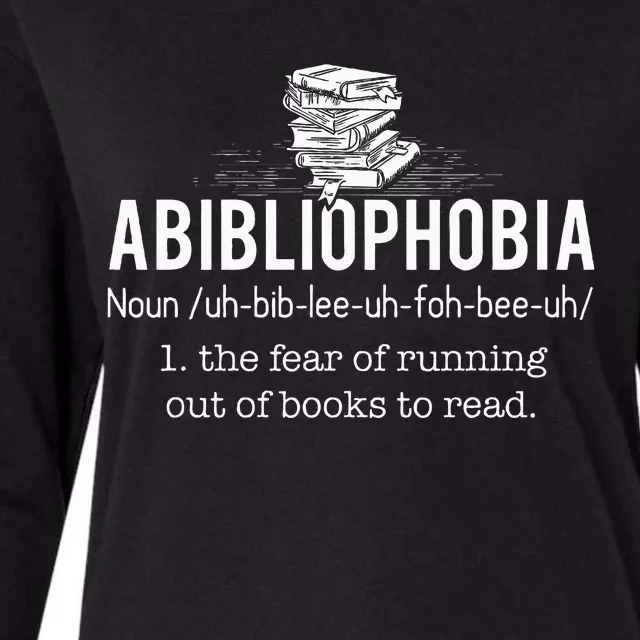 Abibliophobia Funny Reading Bookworm Reader Gift Womens Cotton Relaxed Long Sleeve T-Shirt