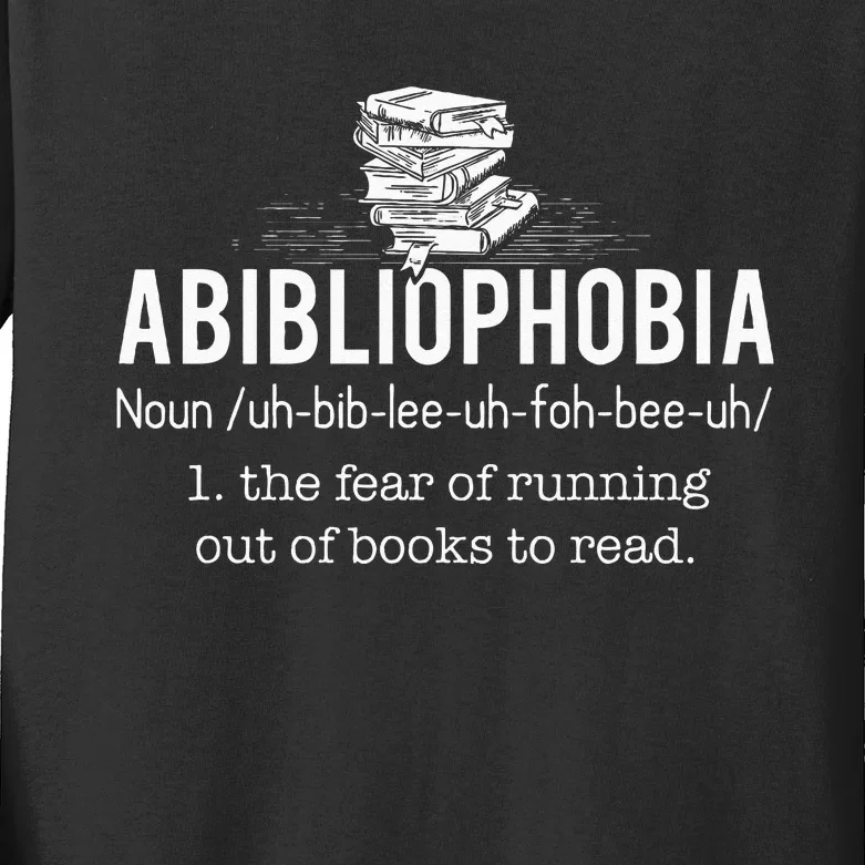 Abibliophobia Funny Reading Bookworm Reader Gift Kids Long Sleeve Shirt