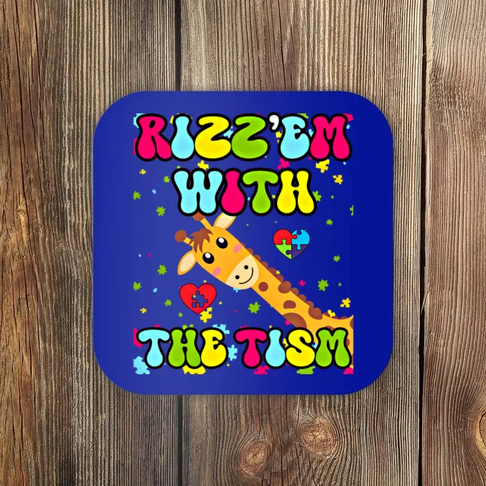 Autism Funny Rizz Em With The Tism Meme Autistic Giraffe Gift Coaster