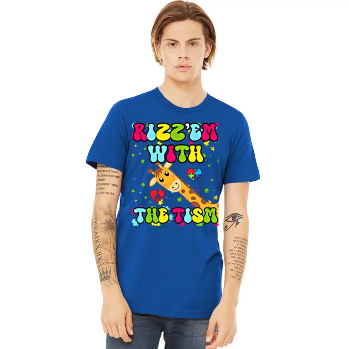 Autism Funny Rizz Em With The Tism Meme Autistic Giraffe Gift Premium T-Shirt