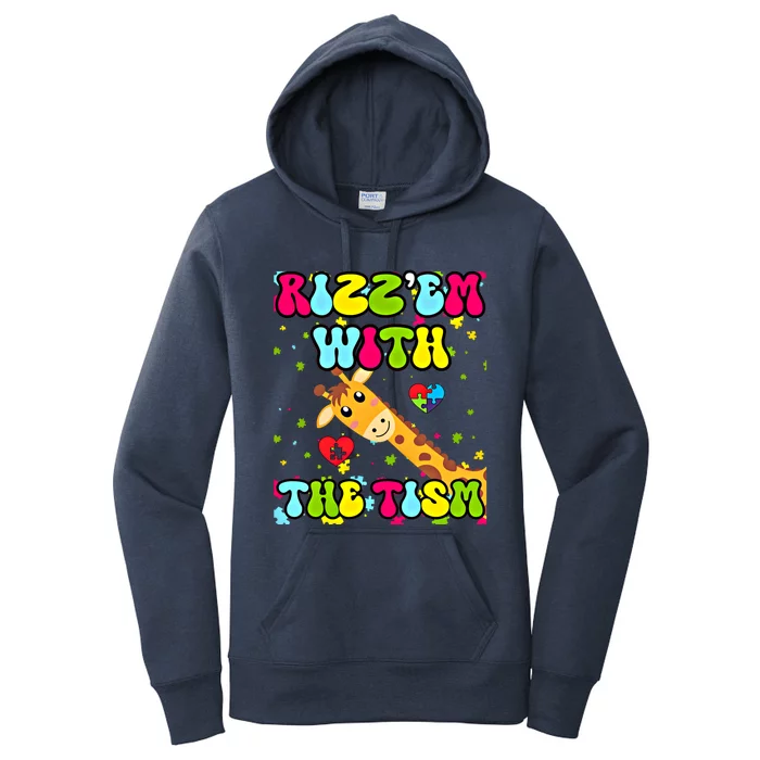 Autism Funny Rizz Em With The Tism Meme Autistic Giraffe Gift Women's Pullover Hoodie