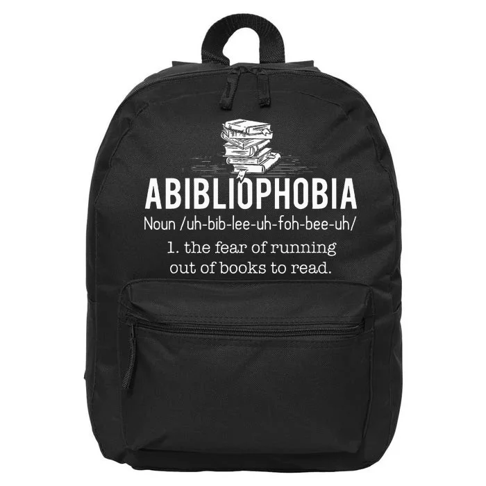 Abibliophobia Funny Reading Bookworm Reader 16 in Basic Backpack