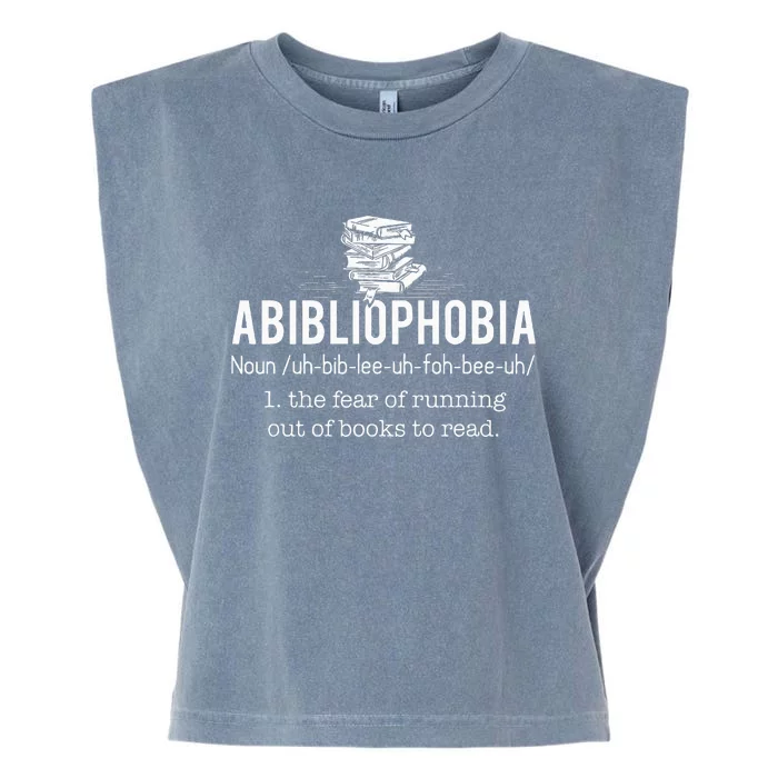 Abibliophobia Funny Reading Bookworm Reader Garment-Dyed Women's Muscle Tee