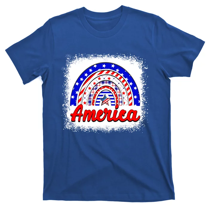 American Flag Rainbow 4th Of July Daughter Mom Sister Gift T-Shirt