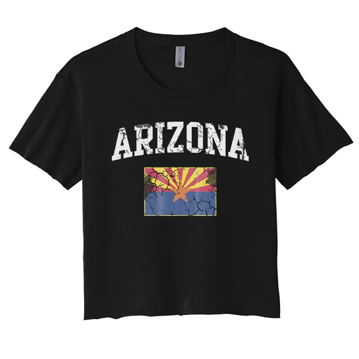 Arizona Flag Retro Men Women Kids Mom Dad Family Women's Crop Top Tee