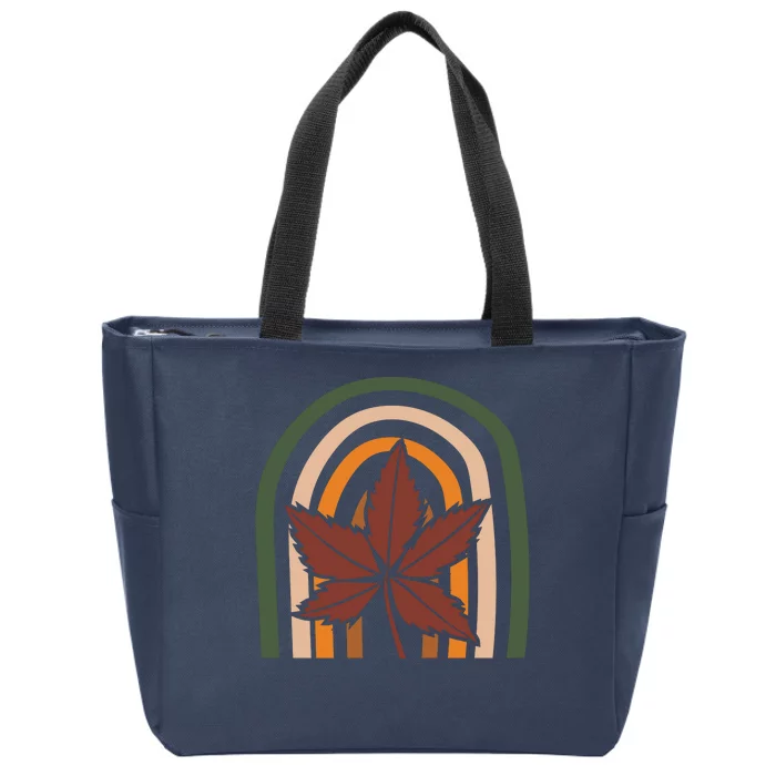 Autumn Fall Retro Rainbow Zip Tote Bag