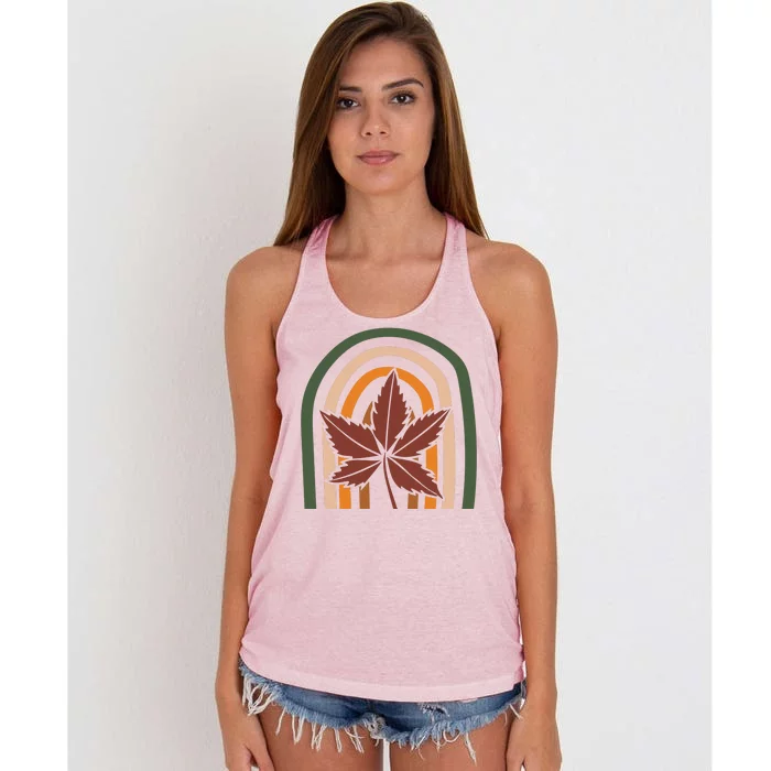 Autumn Fall Retro Rainbow Women's Knotted Racerback Tank