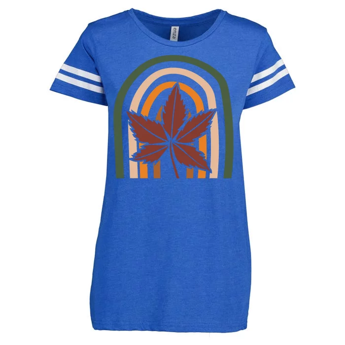 Autumn Fall Retro Rainbow Enza Ladies Jersey Football T-Shirt