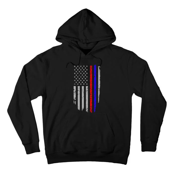 American Flag Red Blue Thin Line Apparel Firefighter Police Tall Hoodie