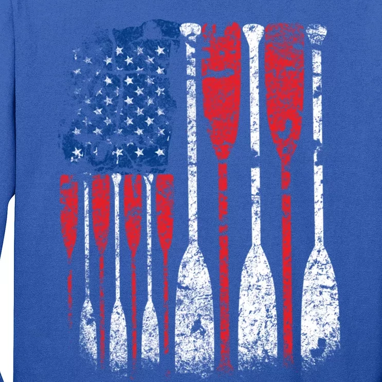 American Flag Rowing Oar Cute Us Row Crew 4th Of July Gift Long Sleeve Shirt