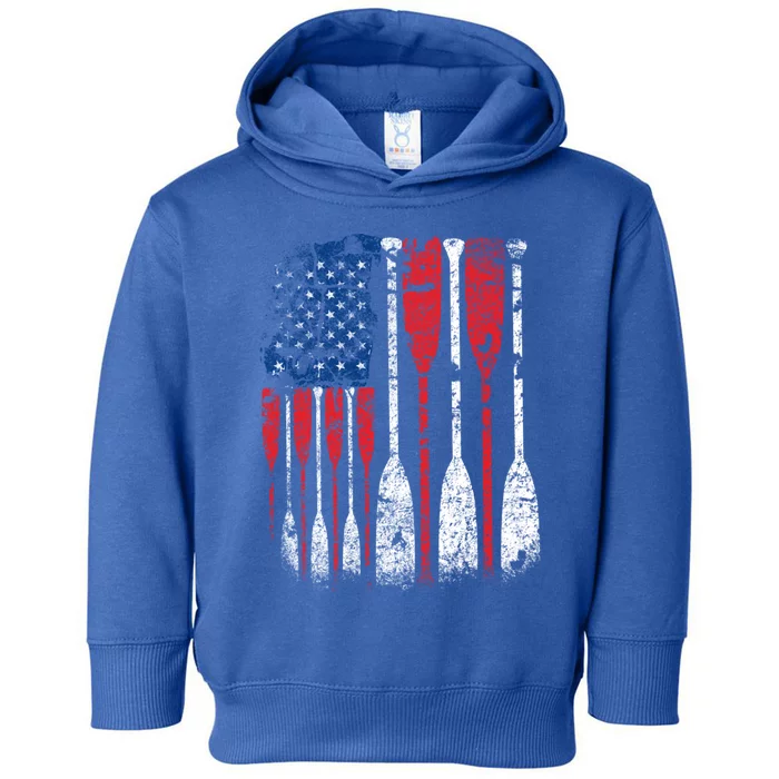 American Flag Rowing Oar Cute Us Row Crew 4th Of July Gift Toddler Hoodie