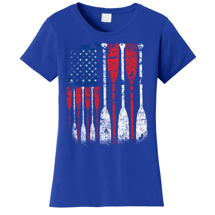 American Flag Rowing Oar Cute Us Row Crew 4th Of July Gift Women's T-Shirt