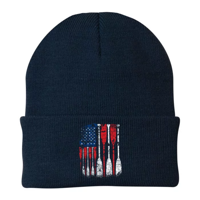 American Flag Rowing Oar Cute Us Row Crew 4th Of July Gift Knit Cap Winter Beanie