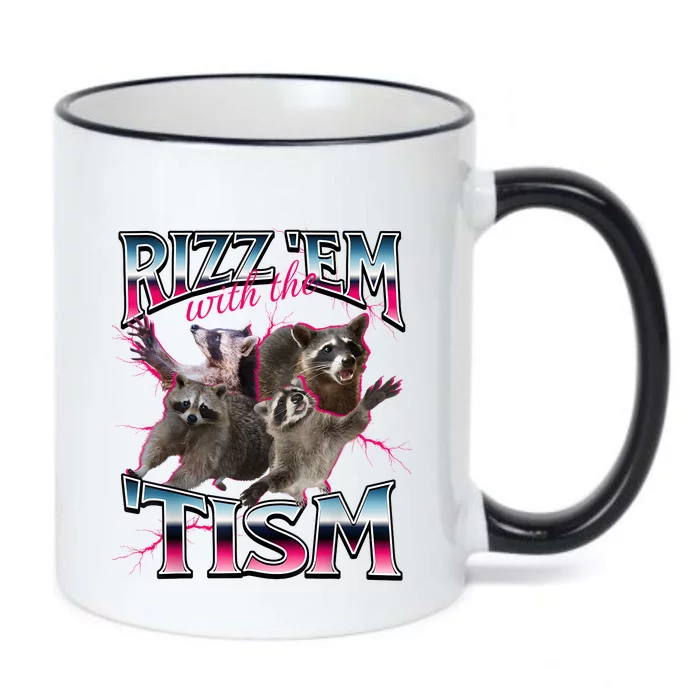 Autism Funny Rizz Em With The Tism Meme Autistic Racoon Black Color Changing Mug