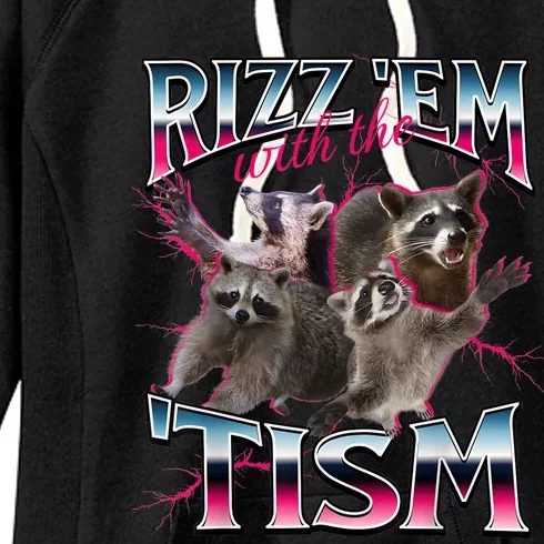 Autism Funny Rizz Em With The Tism Meme Autistic Racoon Women's Fleece Hoodie