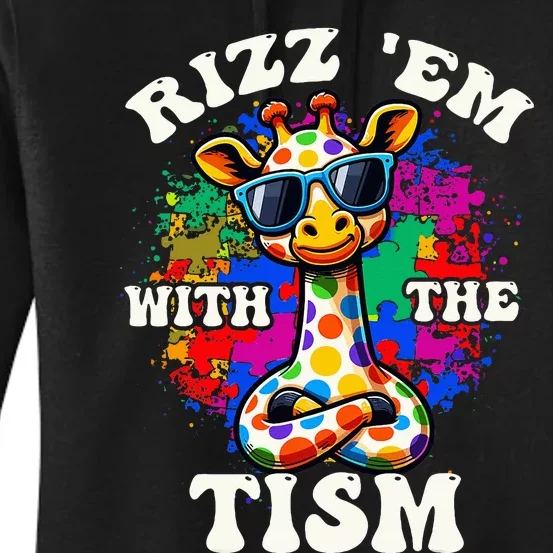 Autism Funny Rizz Em With The Tism Meme Autistic Giraffe Women's Pullover Hoodie