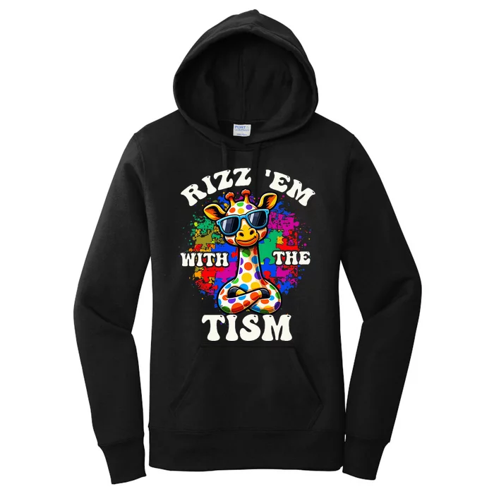 Autism Funny Rizz Em With The Tism Meme Autistic Giraffe Women's Pullover Hoodie