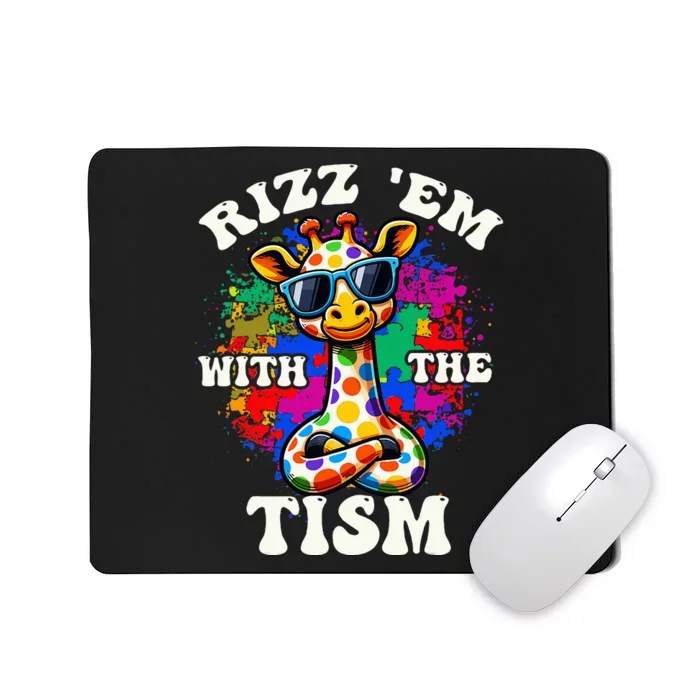 Autism Funny Rizz Em With The Tism Meme Autistic Giraffe Mousepad