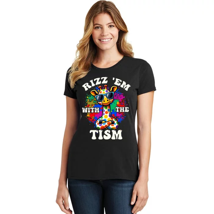 Autism Funny Rizz Em With The Tism Meme Autistic Giraffe Women's T-Shirt