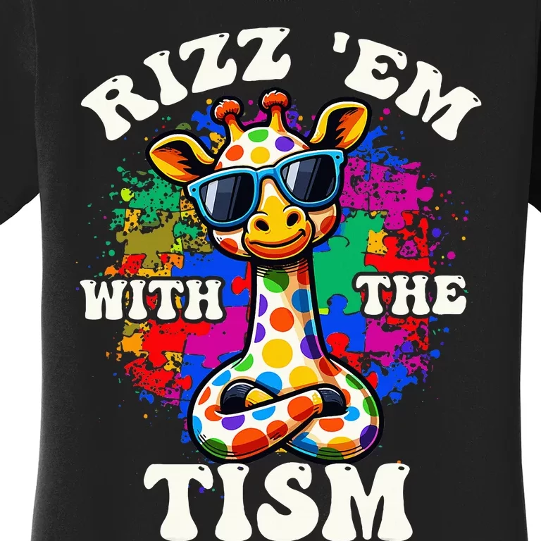 Autism Funny Rizz Em With The Tism Meme Autistic Giraffe Women's T-Shirt