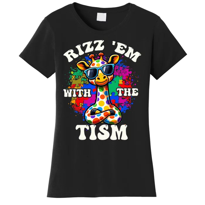 Autism Funny Rizz Em With The Tism Meme Autistic Giraffe Women's T-Shirt