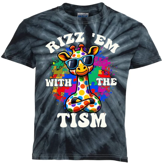 Autism Funny Rizz Em With The Tism Meme Autistic Giraffe Kids Tie-Dye T-Shirt