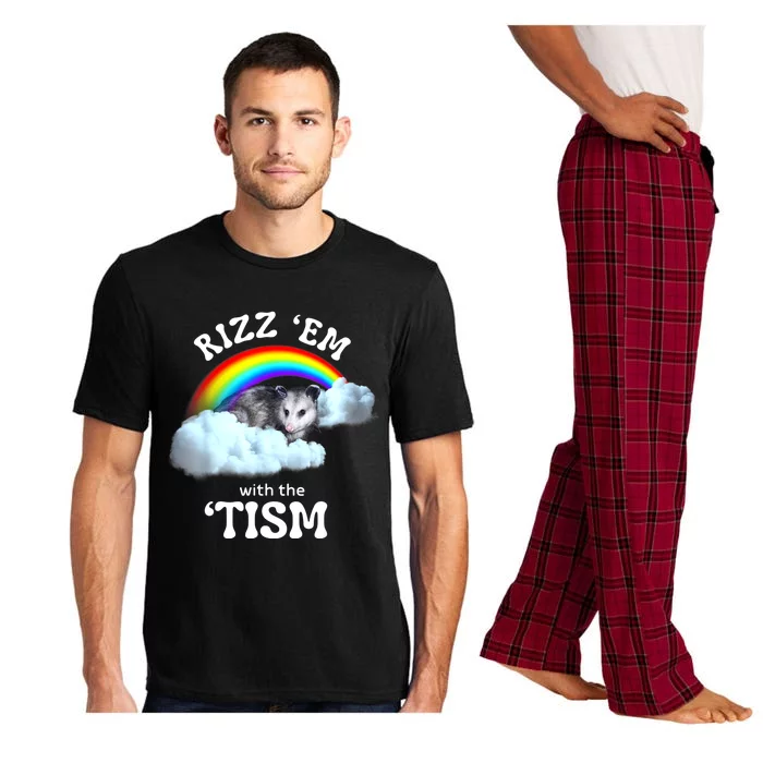 Autism Funny Rizz Em With The Tism Meme Autistic Opossum Pajama Set