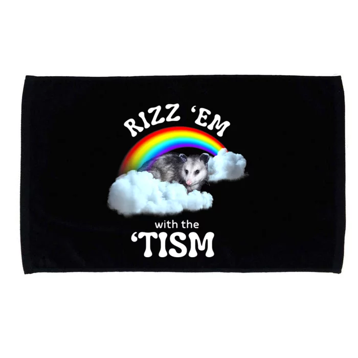 Autism Funny Rizz Em With The Tism Meme Autistic Opossum Microfiber Hand Towel