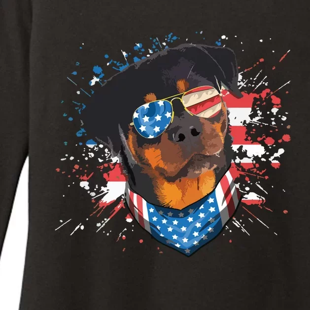 American Flag Rottweiler Dog Lover Funny 4th Of July Dog Womens CVC Long Sleeve Shirt