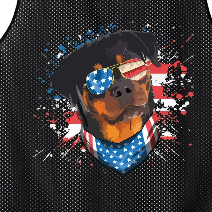 American Flag Rottweiler Dog Lover Funny 4th Of July Dog Mesh Reversible Basketball Jersey Tank