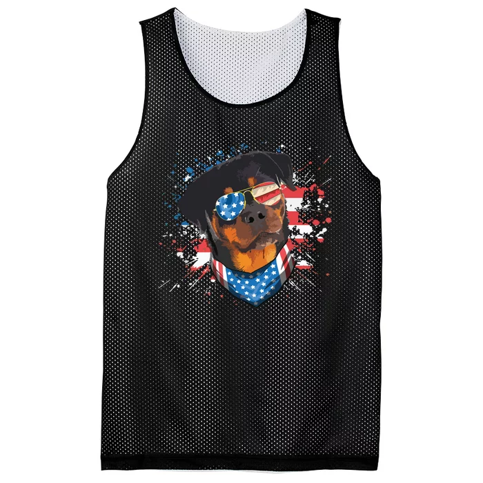 American Flag Rottweiler Dog Lover Funny 4th Of July Dog Mesh Reversible Basketball Jersey Tank