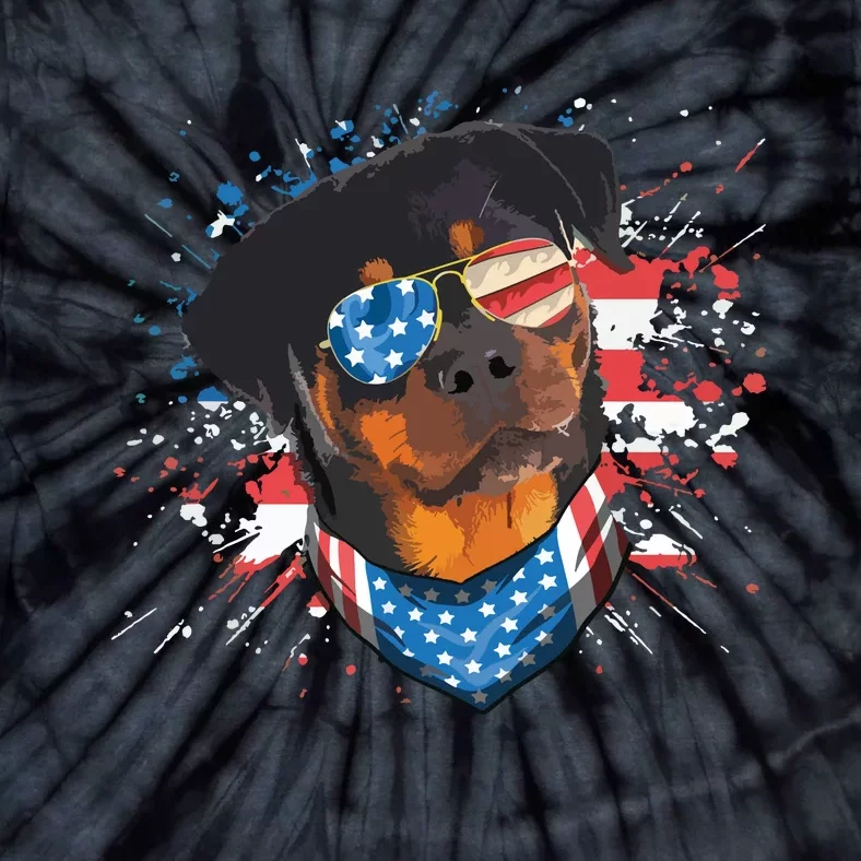 American Flag Rottweiler Dog Lover Funny 4th Of July Dog Tie-Dye T-Shirt