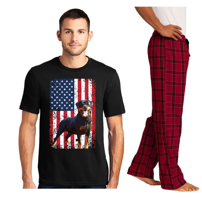 American Flag Rottweiler Dog Lover Funny 4th Of July Dog Pajama Set