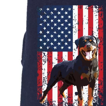 American Flag Rottweiler Dog Lover Funny 4th Of July Dog Doggie 3-End Fleece Hoodie