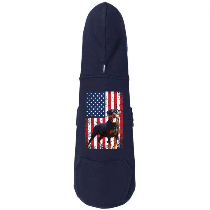 American Flag Rottweiler Dog Lover Funny 4th Of July Dog Doggie 3-End Fleece Hoodie