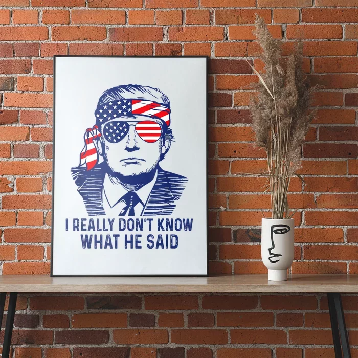 American Flag Retro I Really DonT Know What He Said Funny Poster