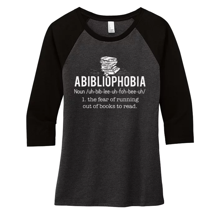 Abibliophobia Funny Reading Bookworm Reader Gift Women's Tri-Blend 3/4-Sleeve Raglan Shirt