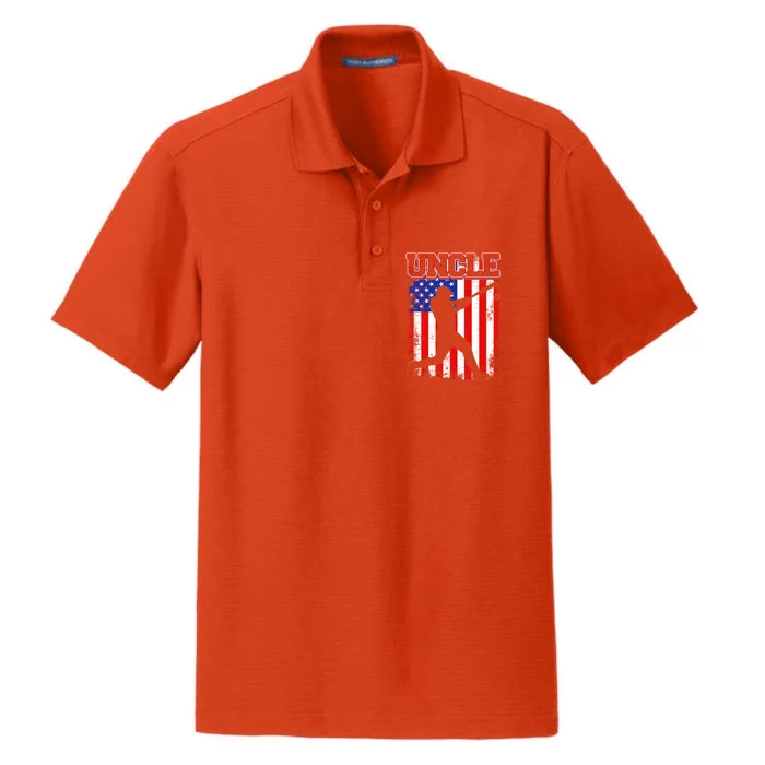 American Flag Retro Baseball Uncle Funny Fathers Day Cool Gift Dry Zone Grid Performance Polo