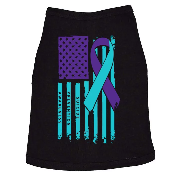 American Flag Ribbon Suicide Awareness Doggie Tank