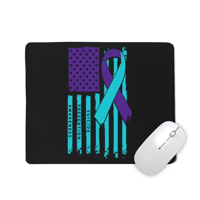 American Flag Ribbon Suicide Awareness Mousepad