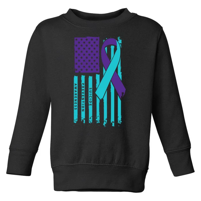 American Flag Ribbon Suicide Awareness Toddler Sweatshirt