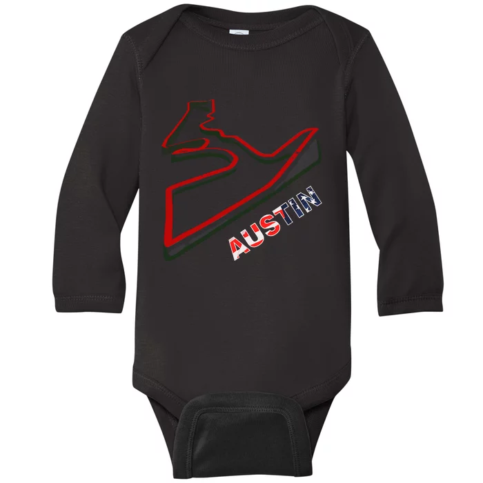 Austin Formula Racing Track Circuit Map For Fans Baby Long Sleeve Bodysuit